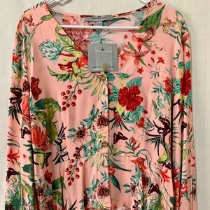 NWT Andrew Marc NY Peplum Floral Blouse Size L